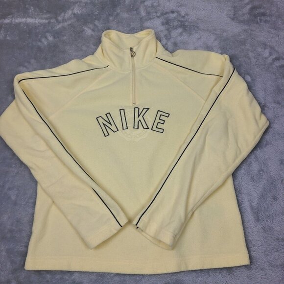 Vintage Nike Sweatshirt Womens Small Yellow Nike  Spellout Fleece Sweatshirt‎ - Picture 1 of 12